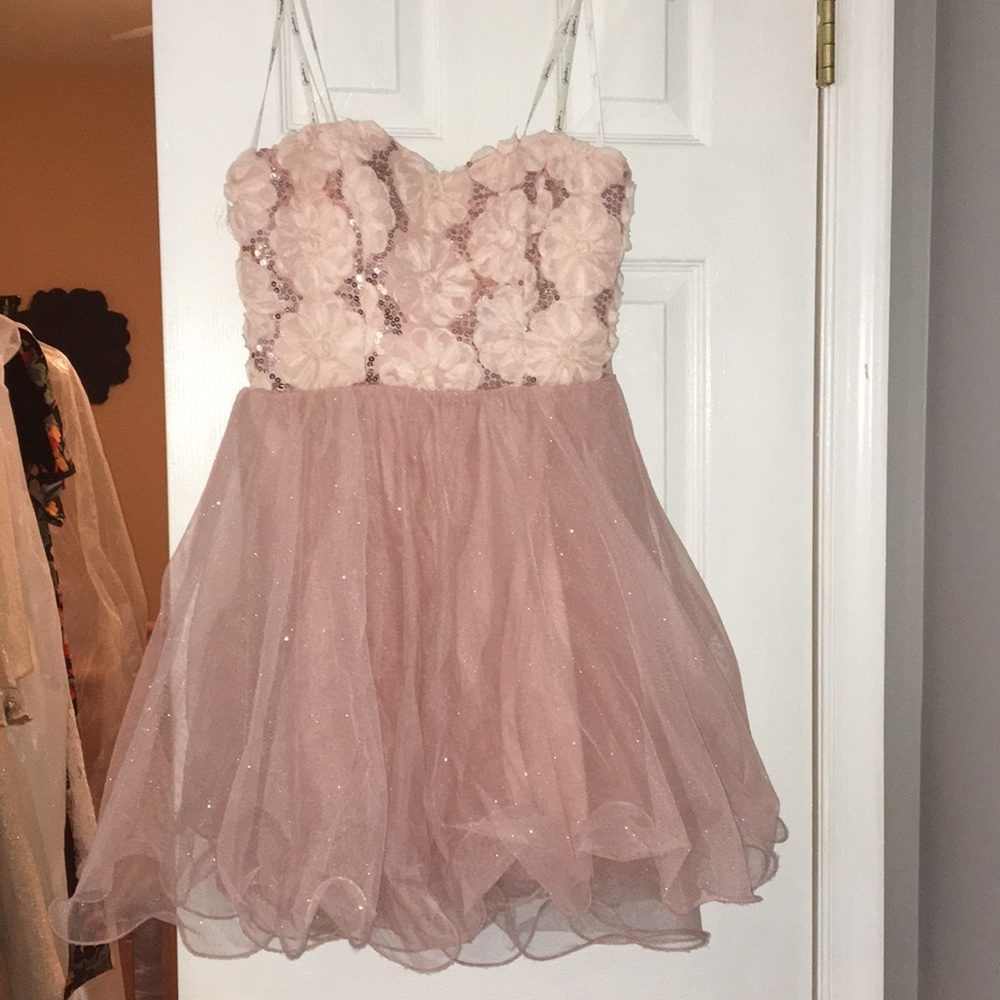 Pink sparkle dress with flower top